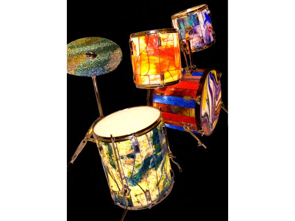 Stained Glass Illuminated Five Piece Drum Set